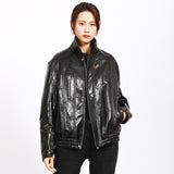 Leather Biker Coat Golden Leather Jacket Women Pu Jackets Spring Genuine Leather Jacket Baggy Coat