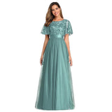 Burgundy Dresses For Wedding Mesh Stitching Evening Dress Banquet Trailing Long Dress Performance Costume Evening Dress Women