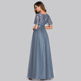 Burgundy Dresses For Wedding Mesh Stitching Evening Dress Banquet Trailing Long Dress Performance Costume Evening Dress Women