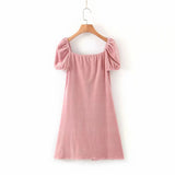 Milkmaid Dresses Puff Sleeve A- line V-neck Short Sleeve Dress