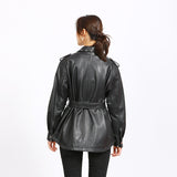 Leather Biker Coat Golden Leather Jacket Women Pu Jackets Spring Sheepskin Baggy Coat