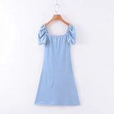 Milkmaid Dresses Puff Sleeve A- line V-neck Short Sleeve Dress
