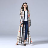 Muslim Women Stylish Kashibo Abaya Muslim Ladies Long Gown Islamic Clothing Jilbab Jalabiya Fashion Long Sleeve Plaid Button Dress