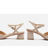 Nude Strappy Block Heels Women's Sandals