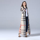 Muslim Women Stylish Kashibo Abaya Muslim Ladies Long Gown Islamic Clothing Jilbab Jalabiya Fashion Long Sleeve Plaid Button Dress
