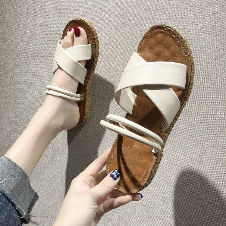 Women Open Toe Sandals Flats Spring/Summer Flat Heel Fashion Cross Sandals