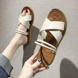 Women Open Toe Sandals Flats Spring/Summer Flat Heel Fashion Cross Sandals