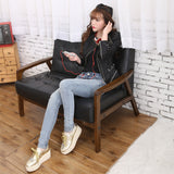 Leather Biker Coat God Leather Jacket Women Pu Jackets Rivet Slim Corset Washed Motorcycle Leather Coat