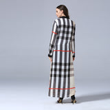 Muslim Women Stylish Kashibo Abaya Muslim Ladies Long Gown Islamic Clothing Jilbab Jalabiya Fashion Long Sleeve Plaid Button Dress