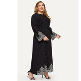 Muslim Women Stylish Kashibo Abaya Muslim Ladies Long Gown Islamic Clothing Jilbab Jalabiya Embroidered Bead Long Sleeve Plus Size Dress