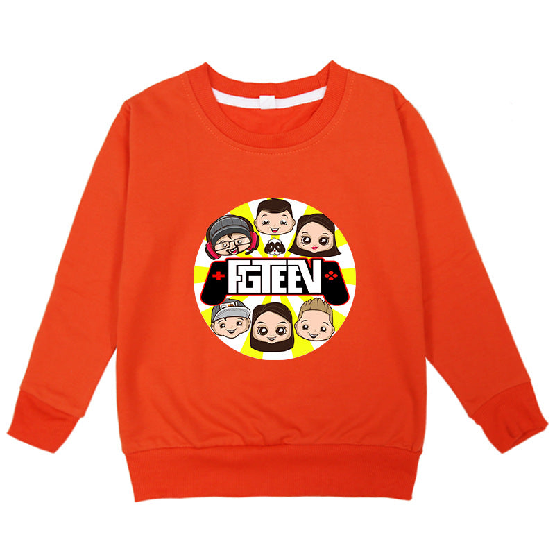 Fgteev Thin Round Neck Pullover Children's Sweater Long Sleeve Top