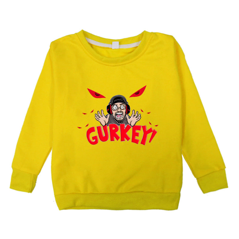 Fgteev Thin Round Neck Pullover Children's Sweater Long Sleeve Top