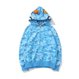 Shark Print Hoodie Blue Jellyfish Ghost Fire Camouflage Shark Sweater Hooded Coat Casual Fashion Brand Zip Hoodie