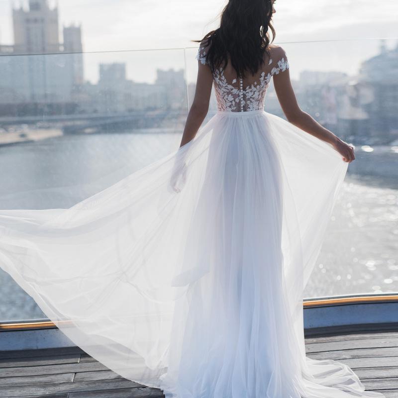 Women's Summer Sexy Slit Fashion Applique Dress White Cottagecore Aesthetic Dress