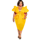 Nina Parker plus Size Dresses plus Size Dress Bow Short Sleeve Dress