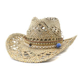 Straw Cowboy Hats Men's and Women's Denim Hat Straw Hat Sun Protection Sun Hat