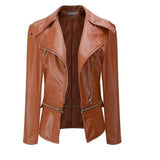 Leather Biker Coat Golden Leather Jacket Women Pu Jackets Fashion Motorcycle Leather Coat