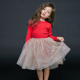 Children Girl Summer Dress Long Sleeve Top Pentagram Princess Dress