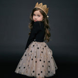 Children Girl Summer Dress Long Sleeve Top Pentagram Princess Dress