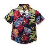 Casual Hawaiian Beach Style Multicolor Bow Printed Shirt Flower Shirt