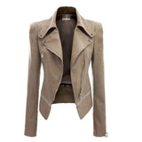 Leather Biker Coat Golden Leather Jacket Women Pu Jackets Fashion Motorcycle Leather Coat