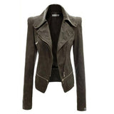 Leather Biker Coat Golden Leather Jacket Women Pu Jackets Fashion Motorcycle Leather Coat