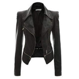 Leather Biker Coat Golden Leather Jacket Women Pu Jackets Fashion Motorcycle Leather Coat