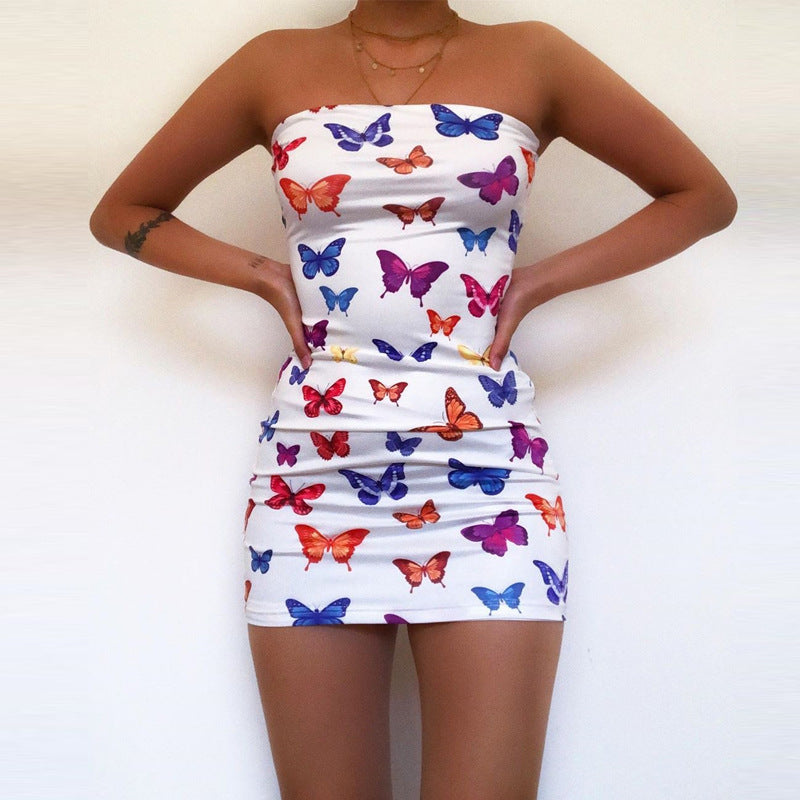 Mini Club Dresses Women's Tube Top Printed Dress Summer