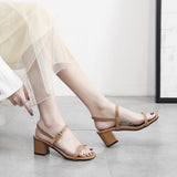 Nude Block Heel Peep Toe Sandals