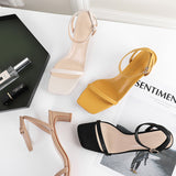 Nude Strappy Block Heels Sandals