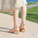 Nude Strappy Block Heels Sandals