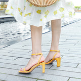 Nude Strappy Block Heels Sandals