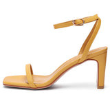 Nude Strappy Block Heels Sandals