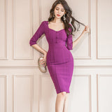 Mauve Dress Summer Elegant Graceful Slim-Fit Mid-Length Fashion Hip Skirt Ol Women's Clothing