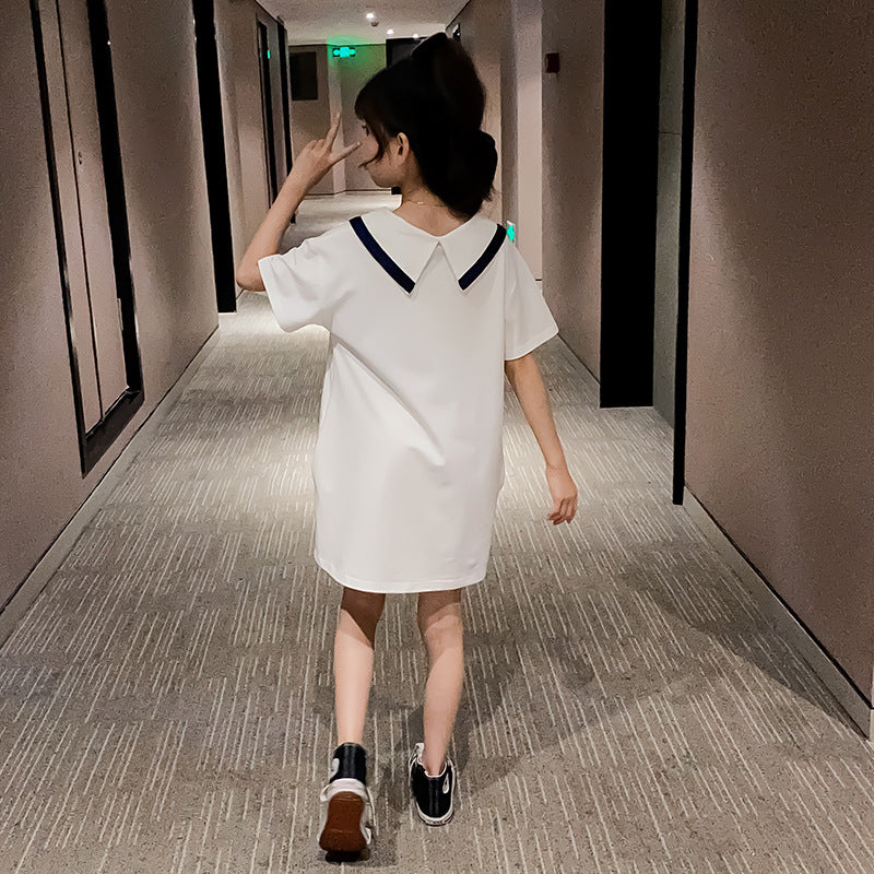 Children's Summer Dress Girl's Short-Sleeve Skirt Girl Dresses