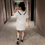 Children's Summer Dress Girl's Short-Sleeve Skirt Girl Dresses