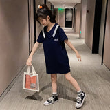 Children's Summer Dress Girl's Short-Sleeve Skirt Girl Dresses