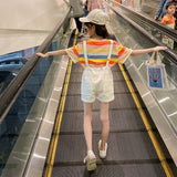 Children's Clothing Summer T-shirt Children's Shoulder Strap Shorts Two-Piece Set Girl's 2 Piece Set