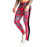 Men Plaid Pant Man Checked Pants Men's Spring and Autumn Running Training Slim Fit Patchwork Trousers