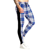 Men Plaid Pant Man Checked Pants Men's Spring and Autumn Running Training Slim Fit Patchwork Trousers