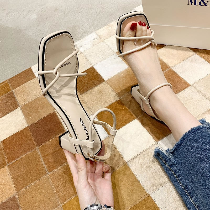Nude Block Heel Peep Toe Sandals