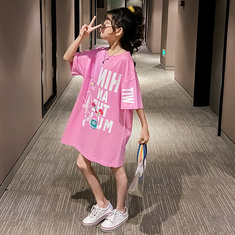 Summer Cartoon T-shirt Girls' Loose Short-Sleeved Shirt Girl T Shirts