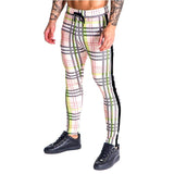 Men Plaid Pant Man Checked Pants Men's Spring and Autumn Running Training Slim Fit Patchwork Trousers
