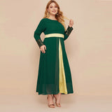 Muslim Women Stylish Kashibo Abaya Muslim Ladies Long Gown Islamic Clothing Jilbab Jalabiya Fashion Chiffon Stitching Long Sleeve Plus Size Dress