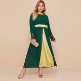 Muslim Women Stylish Kashibo Abaya Muslim Ladies Long Gown Islamic Clothing Jilbab Jalabiya Fashion Chiffon Stitching Long Sleeve Plus Size Dress