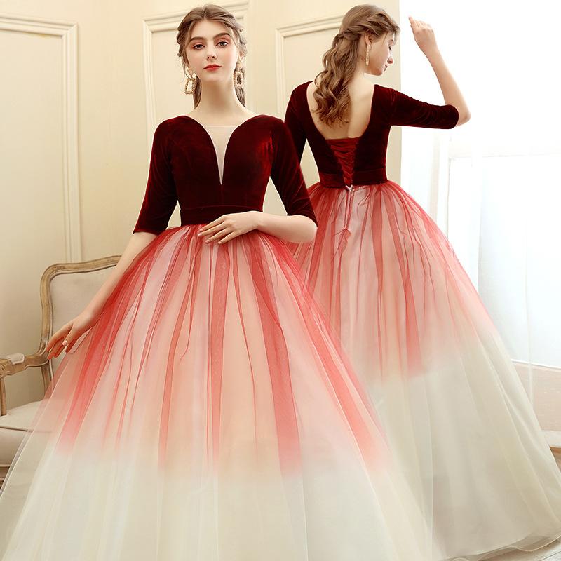 Women's Evening Dress Ball Gown Princess Quinceanera Tulle Tutu Dress Performance Dress Length Host Evening Dress