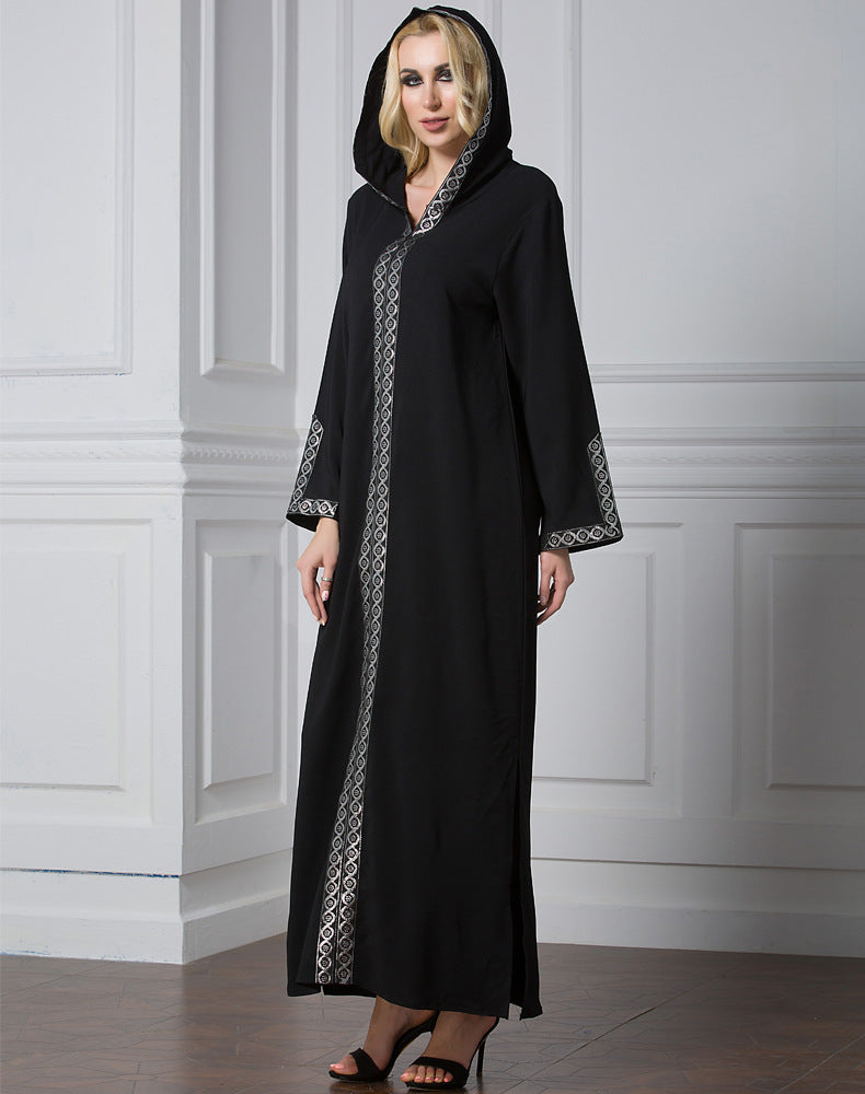 Muslim Women Stylish Kashibo Abaya Muslim Ladies Long Gown Islamic Clothing Jilbab Jalabiya Side Slit Hooded Maxi Dress Fashion Robe