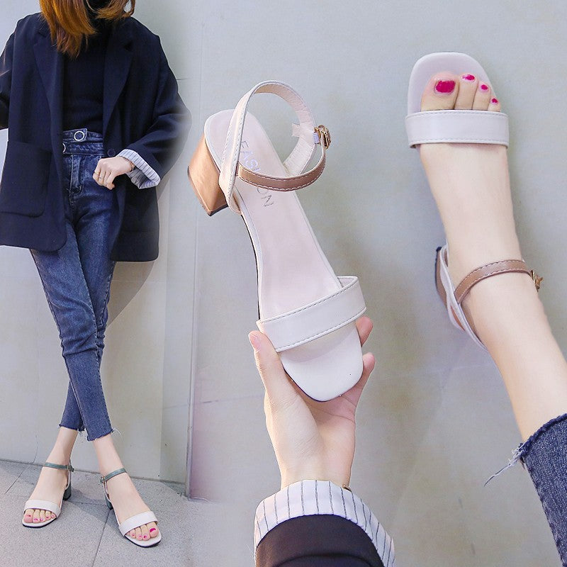 Nude Strappy Block Heels