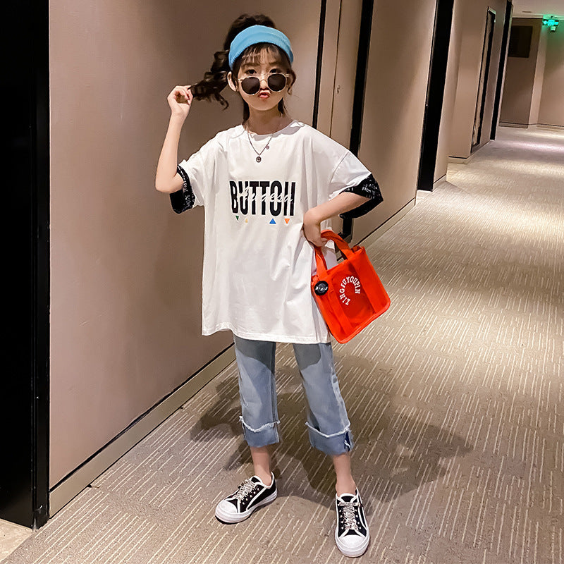 Children's Clothing Summer Loose T-shirt Girls' Short-Sleeved Children's Shirt Girl T Shirts