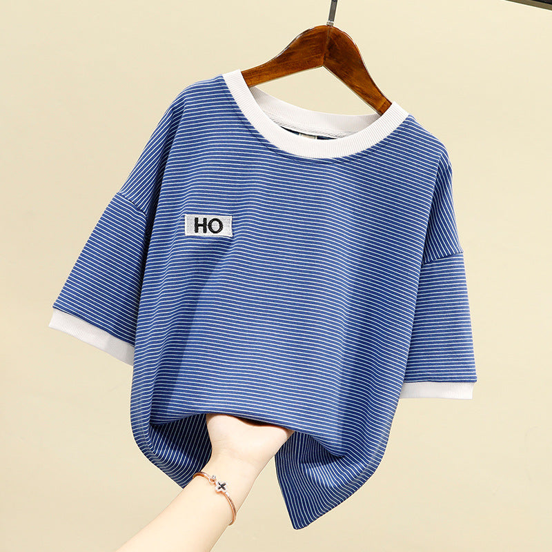 Summer T-shirt Girls' Short Sleeve Striped Top Clothes Girl T Shirts